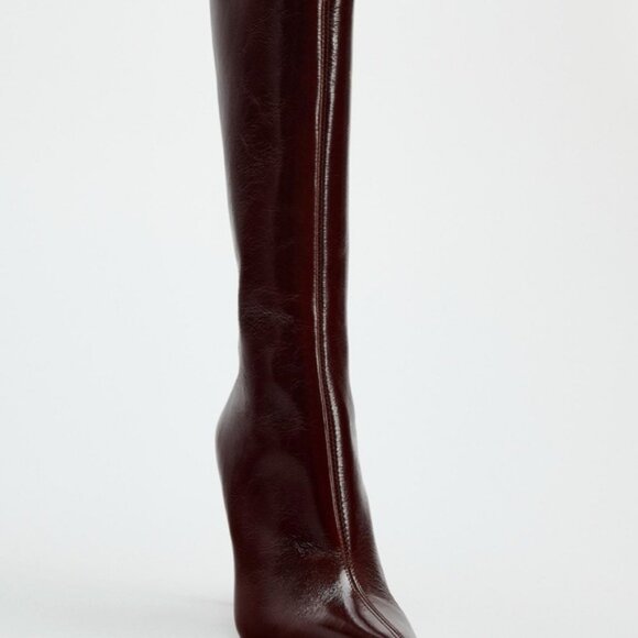 ZARA THIN HEEL LEATHER BOOTS - Picture 3 of 7
